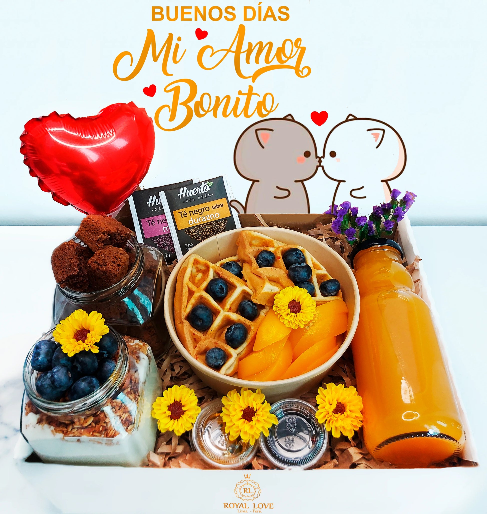 Desayuno sorpresa de amor personalizado con caja de regalo para aniversario o cumpleaños en Lima – Royal Love