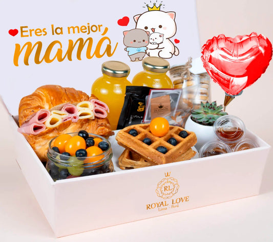 Desayuno sorpresa personalizado con caja de regalo y detalles de amor para cumpleaños o aniversario en Lima – Royal Love