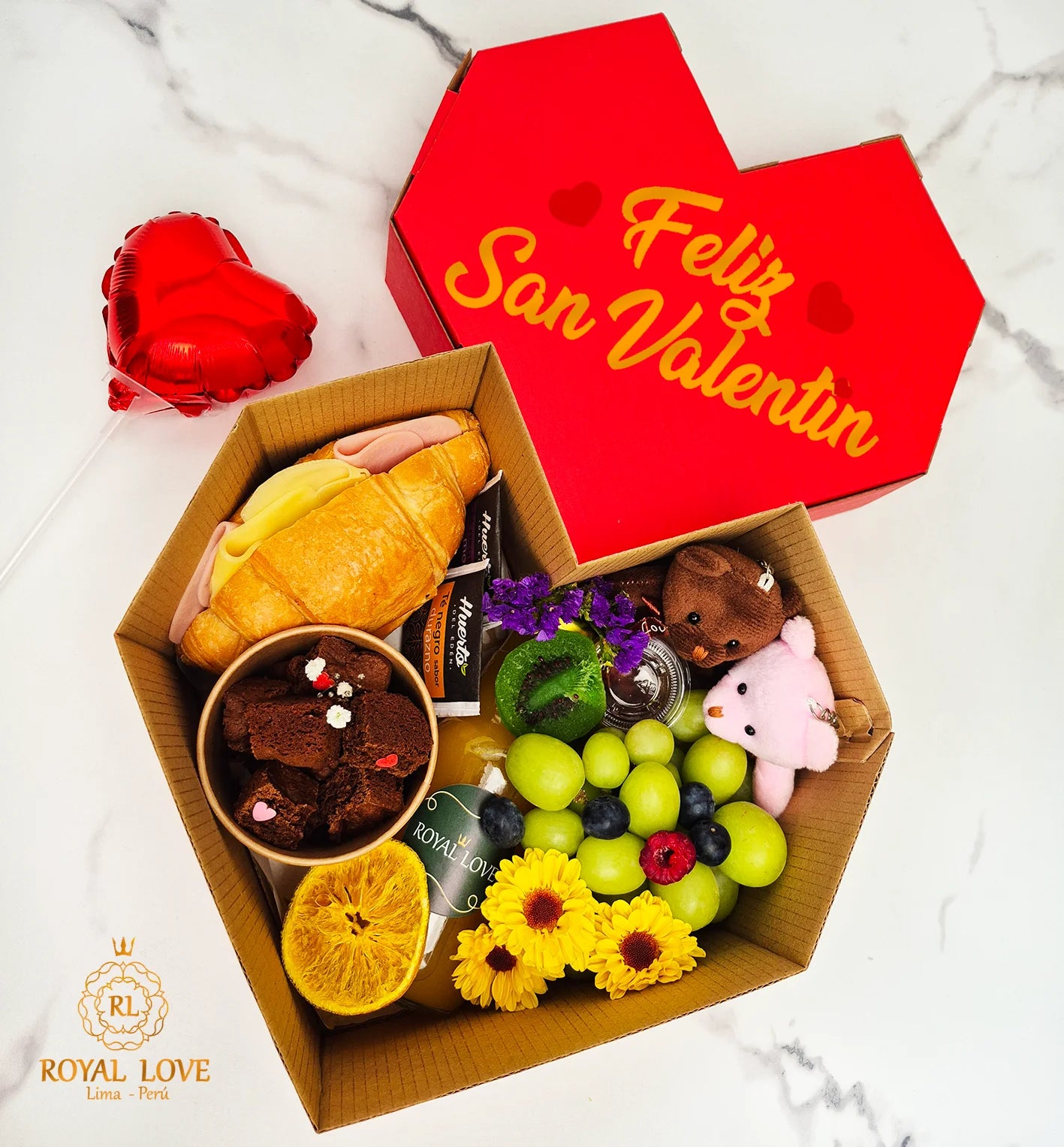 Desayuno sorpresa Corazon Amor Real San Valentin con caja de regalo en Lima – Royal Love