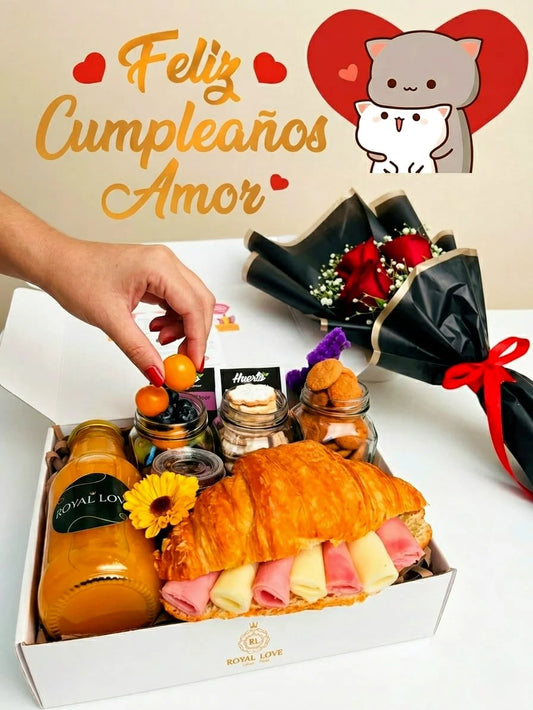 Combo Enamorar, desayuno sorpresa + ramo de rosas