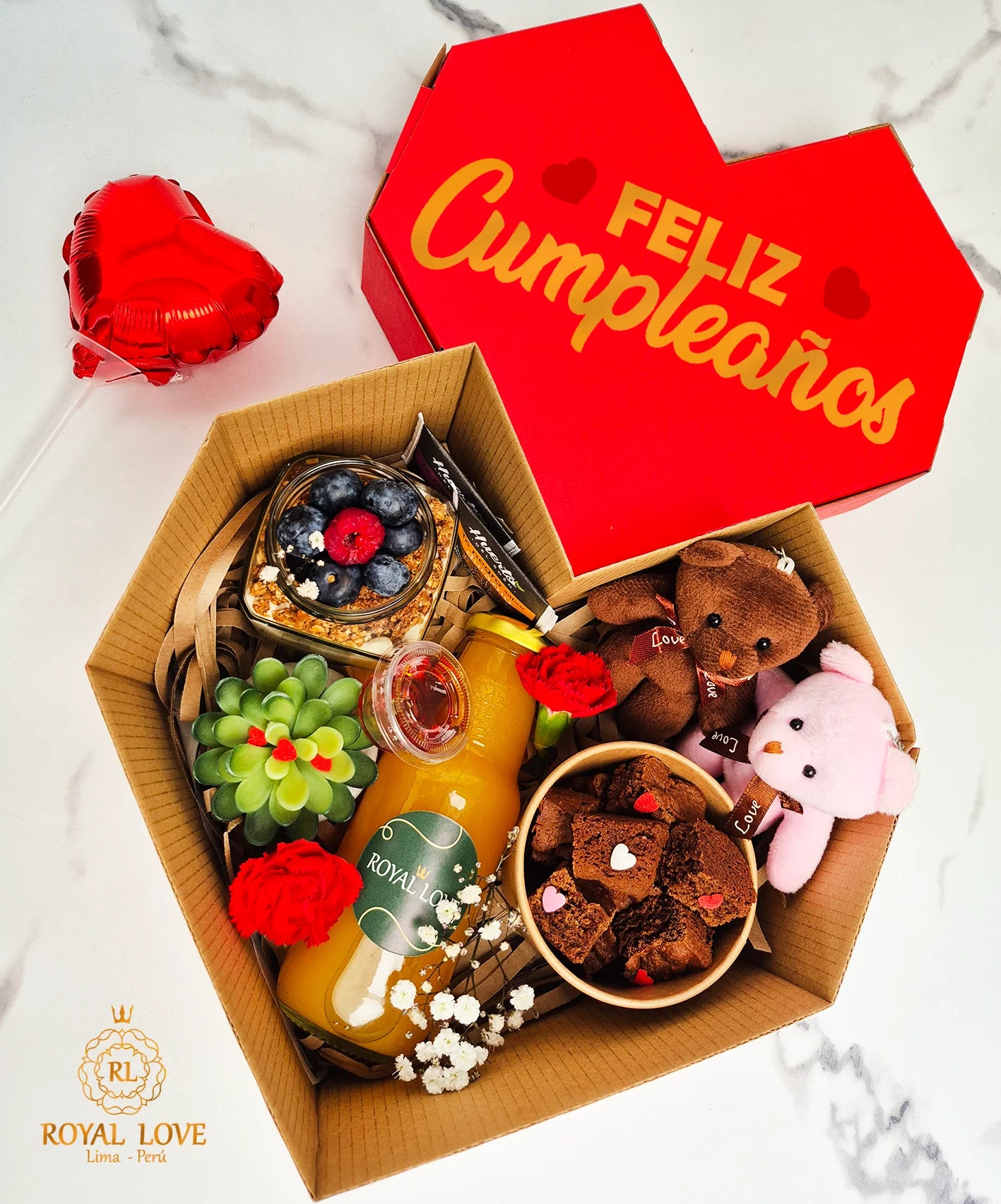 Desayuno Sorpresa Amoroso en caja de regalo sorpresa con delivery en Lima