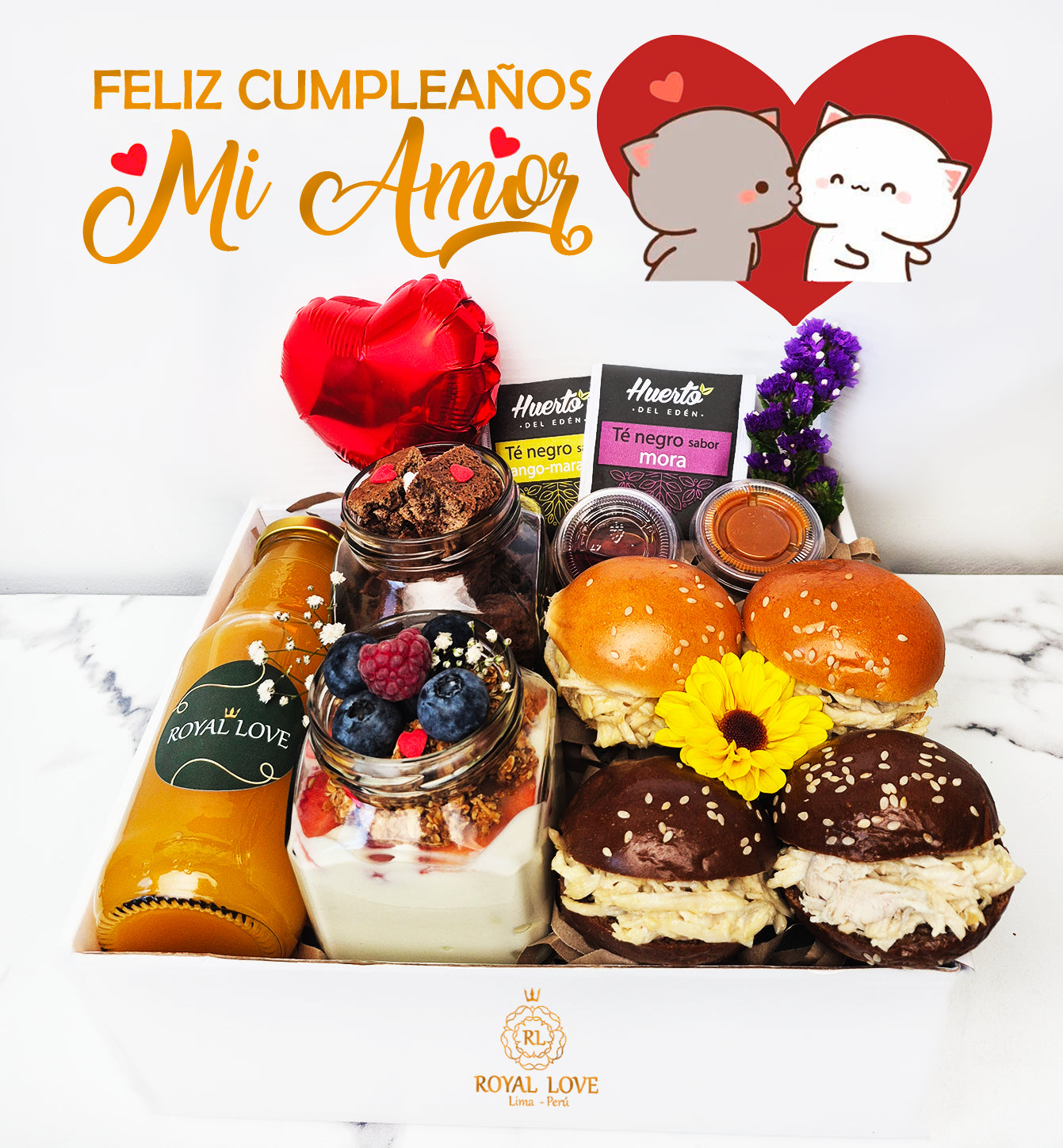 Desayuno Sorpresa Valentin en caja de regalo sorpresa a domicilio en Lima